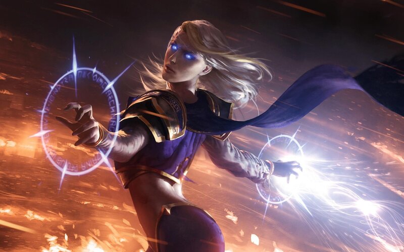 Female Mage Casting Spell — Purple, Dramatic, Digital Art
