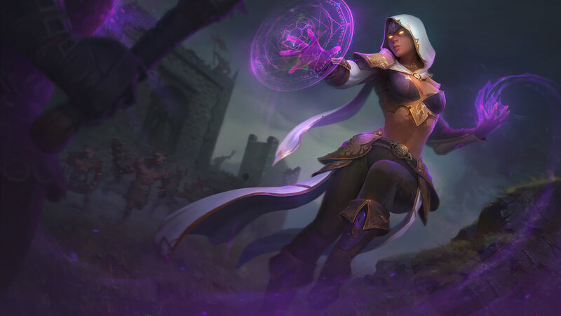 Female Mage Casting Spell — Purple, Dramatic, Night, Digital Art, Castle