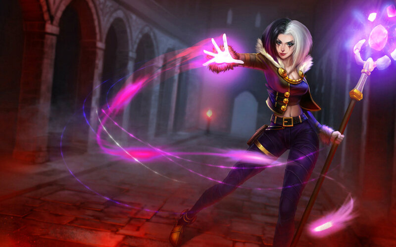 Female Mage Casting Spell — Purple, Dramatic, Night, Digital Art