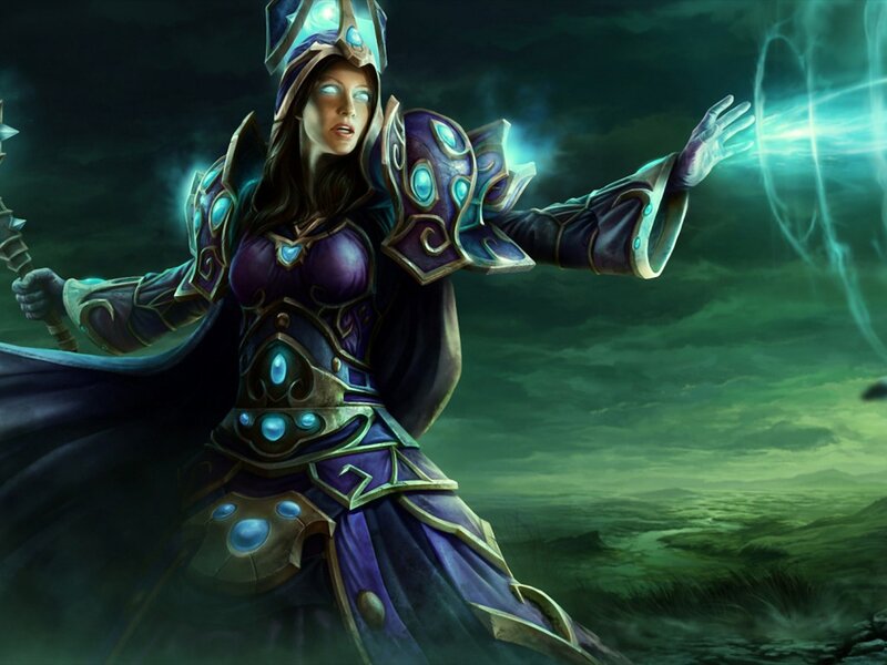 Female Mage Casting Spell — Purple, Dramatic