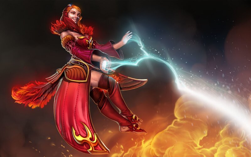 Female Mage Casting Spell — Red