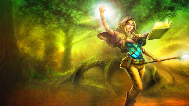 female mage in a forest