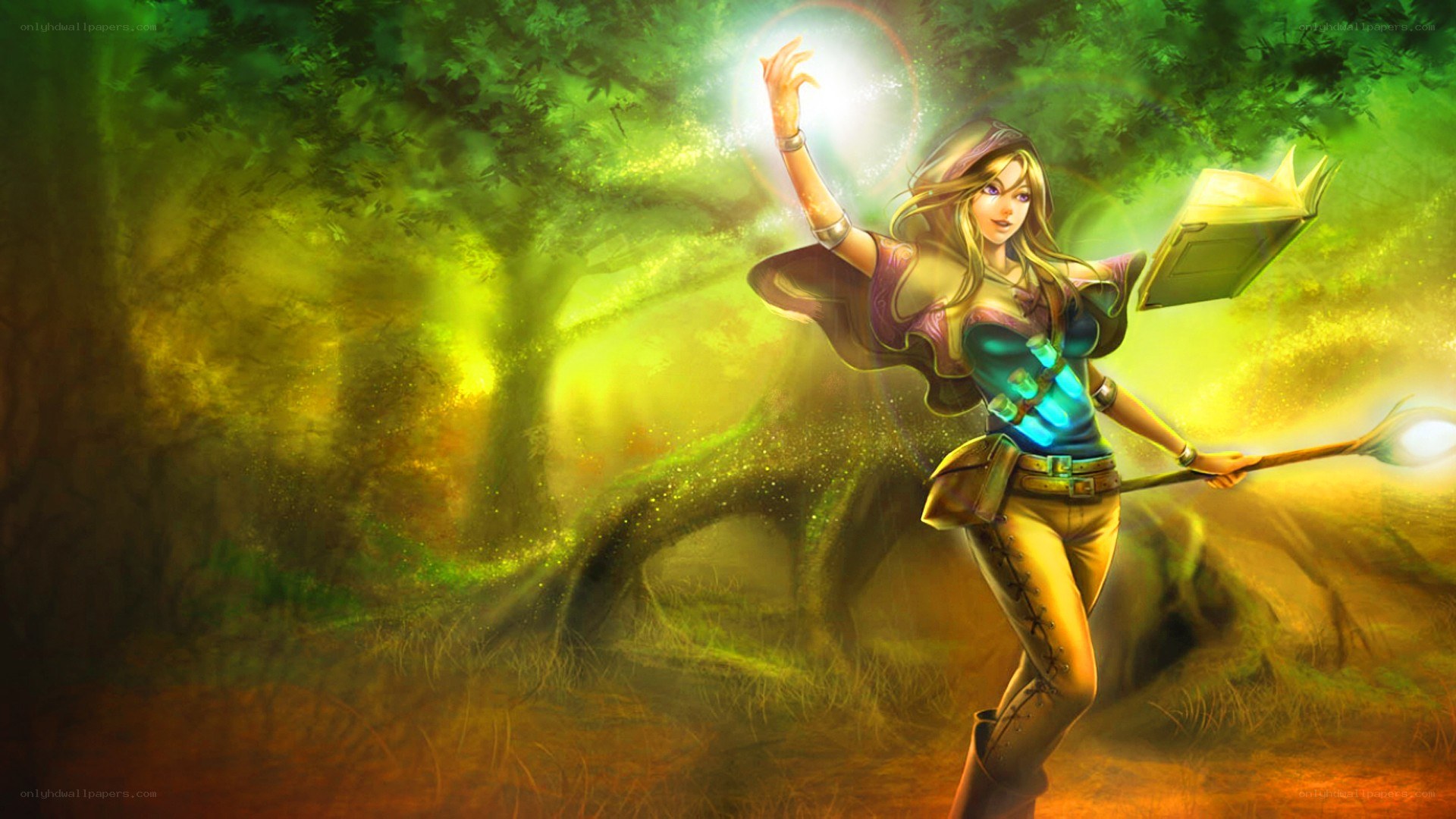 female mage in a forest