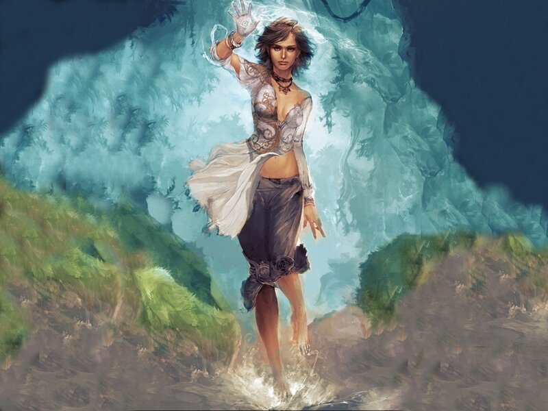 female mage in a mystical landscape