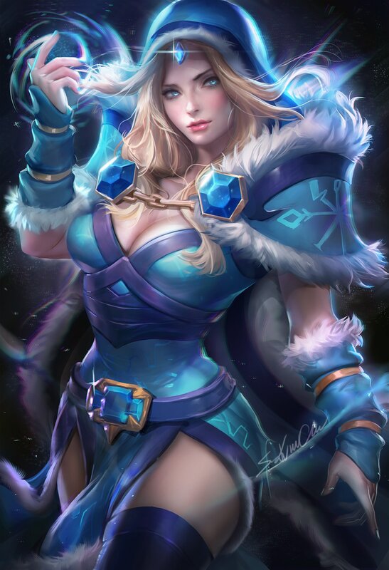 Female Mage in Blue Armor