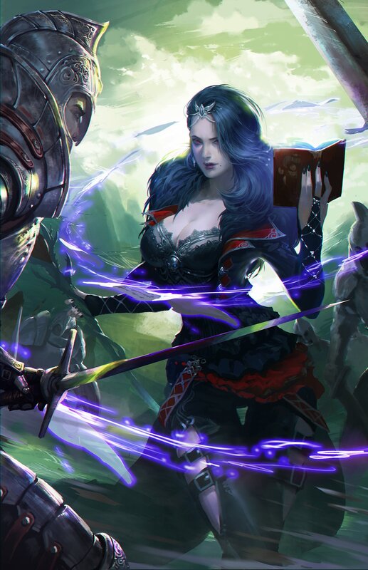 Female Mage in Combat