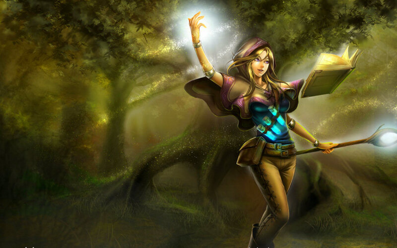 Female Mage in Forest — Green, Magical, Night