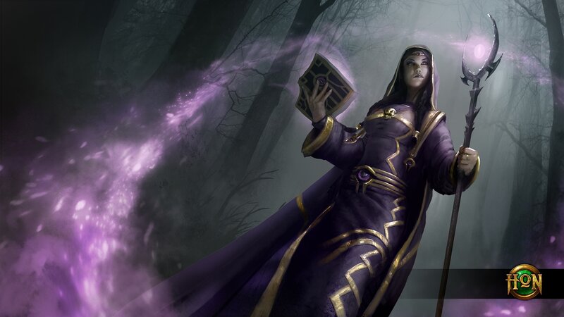 Female Mage in Forest — Purple