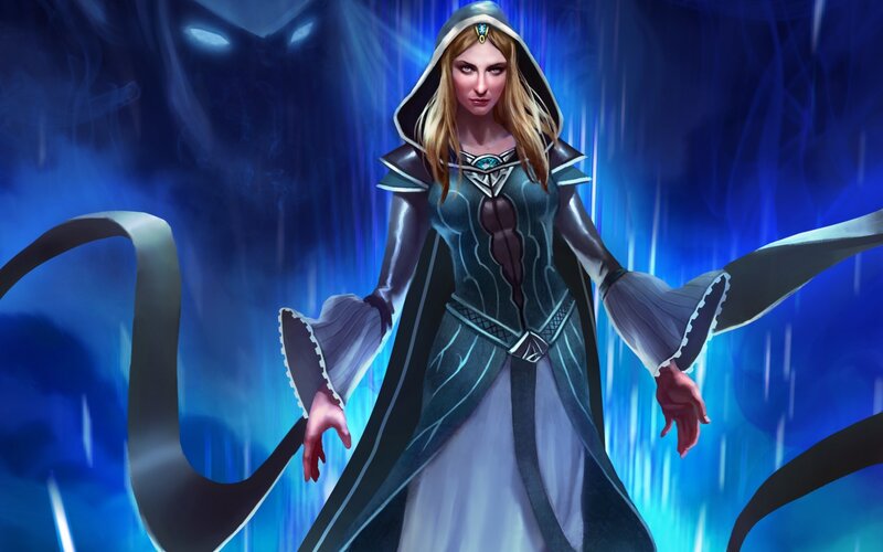 Female Mage in Hooded Robe