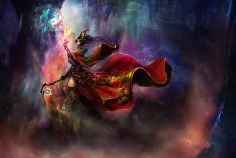 Female Mage in Red Robe