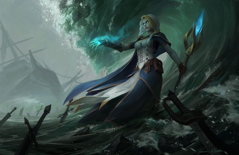 Female Mage in Storm — Blue