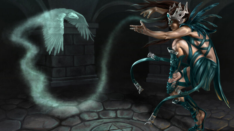 Female Mage Summoning Bird