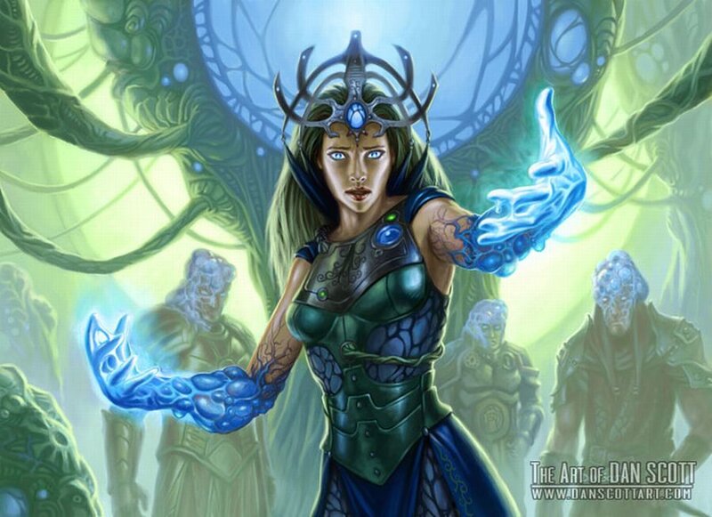 Female Mage with Blue Energy — Dramatic