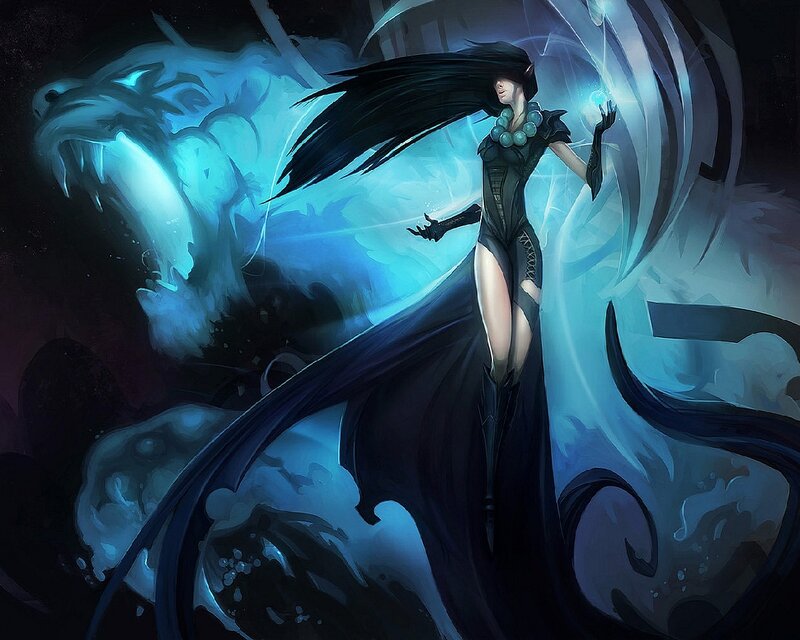 Female Mage with Dragon — Blue