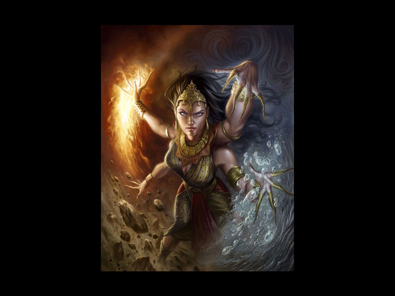 Female Mage with Elemental Powers — Gold