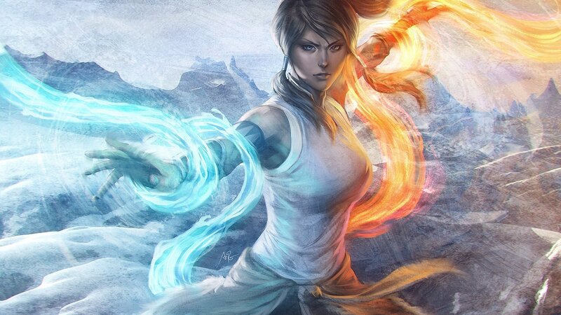 female mage with elemental powers
