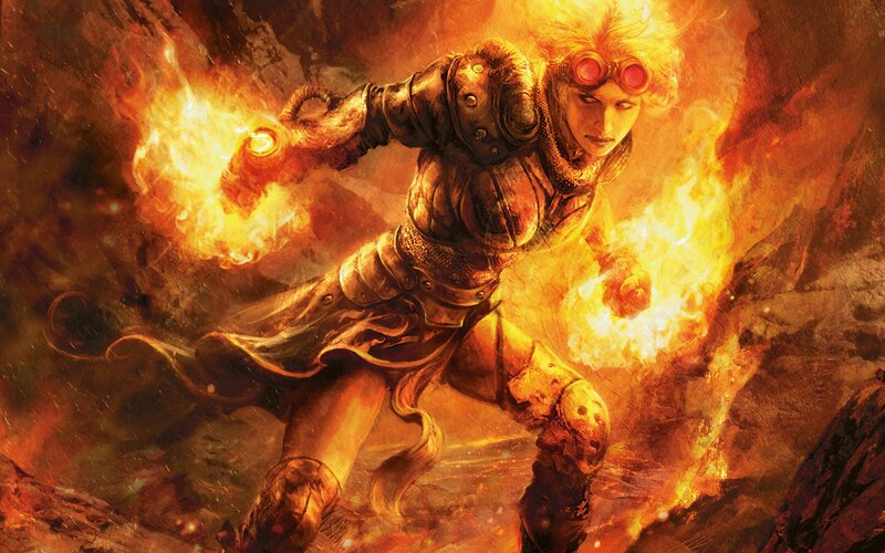 Female Mage with Fire Magic — Orange