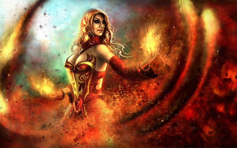 Female Mage with Fire Magic — Red
