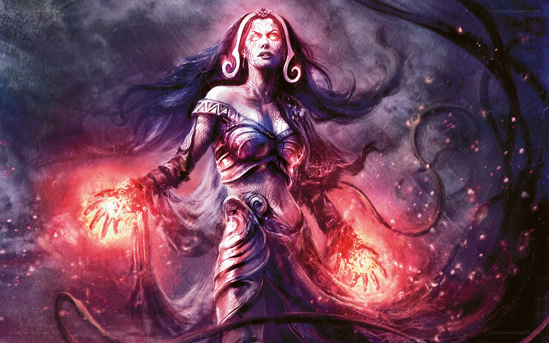 female mage with fire magic