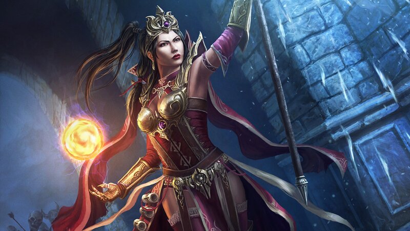 female mage with fireball