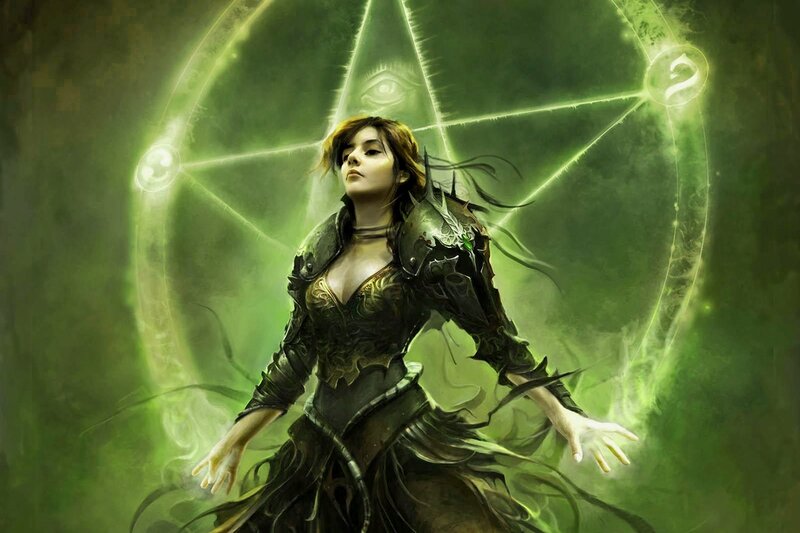 Female Mage with Glowing Circle