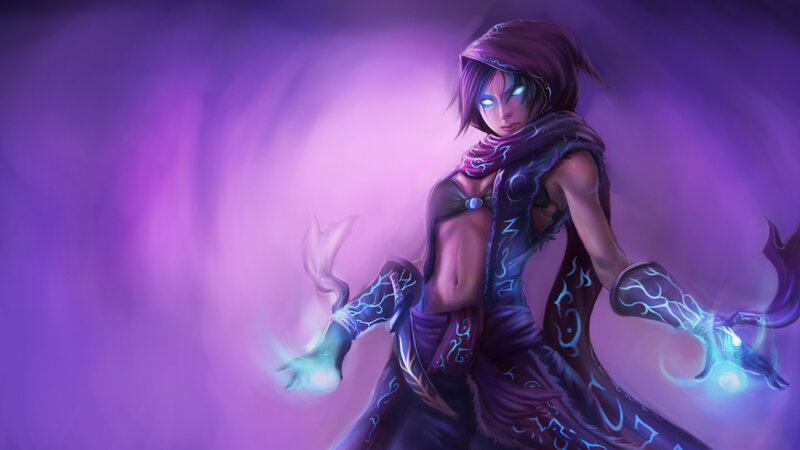 Female Mage with Glowing Hands — Purple