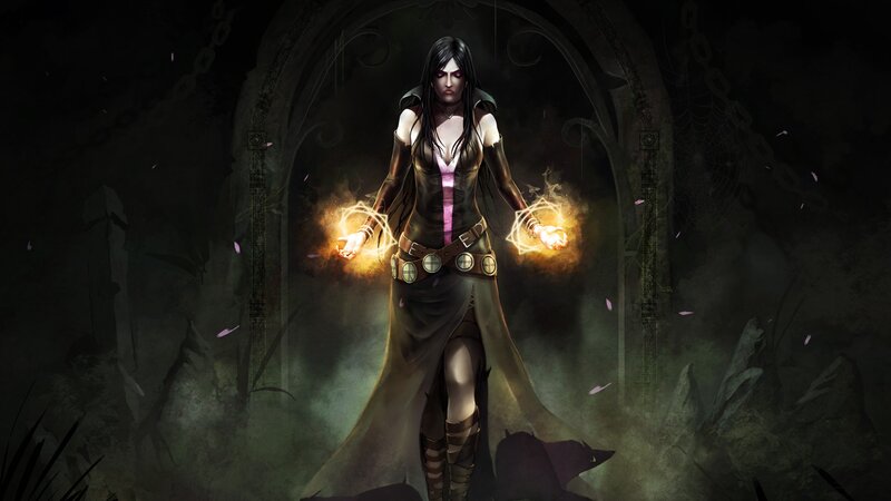 female mage with glowing hands