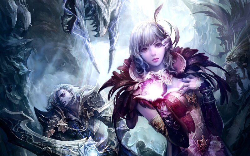 Female Mage with Glowing Orb — Purple, Dramatic