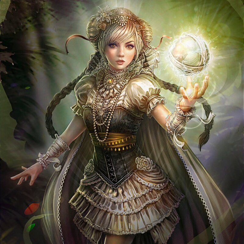 Female Mage with Magic Ball