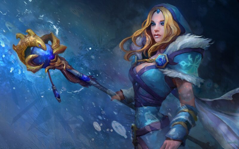 Female Mage with Staff — Blue, Dramatic, Winter