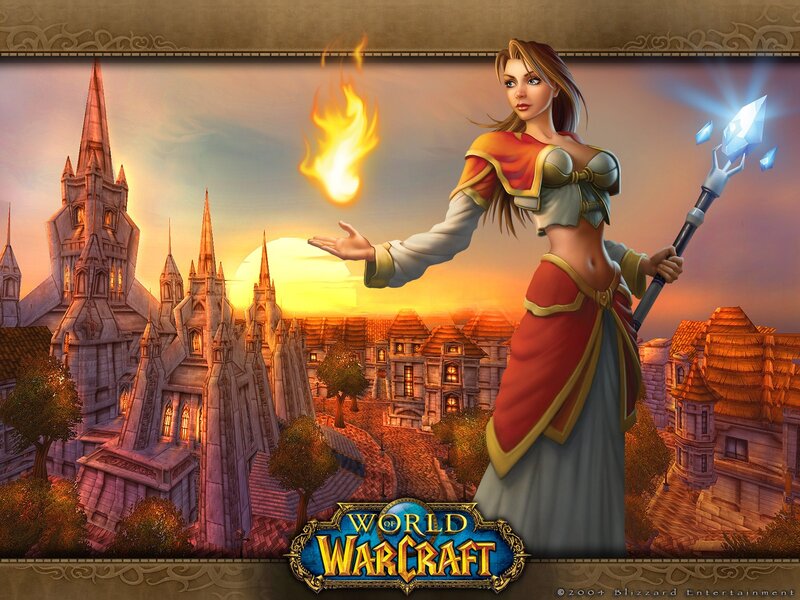 Female Mage with Staff — Orange, Dramatic, Sunset
