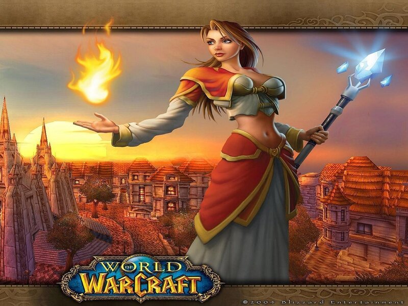 Female Mage with Staff — Orange