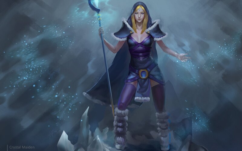 Female Mage with Staff — Purple, Dramatic, Winter