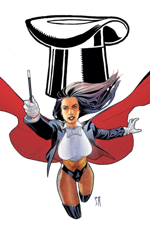 female magician in red cape