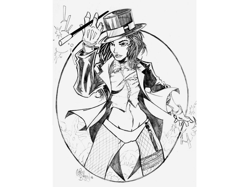 Female Magician in Top Hat — Black