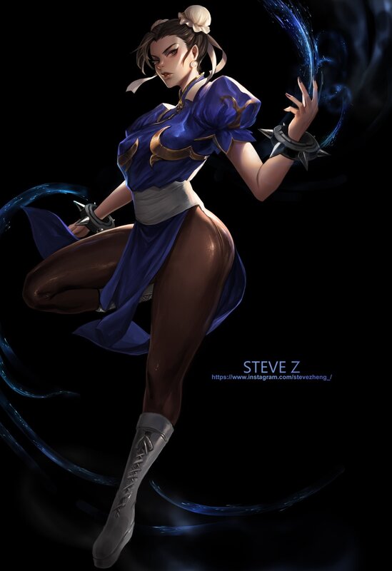 Female Martial Artist — Black, Dramatic, Night