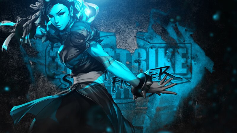 Female Martial Artist — Blue, Dramatic, Digital Art, Weapon, Glowing Effect