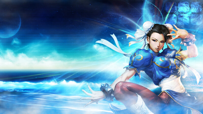 Female Martial Artist — Blue, Dramatic, Night, Digital Art