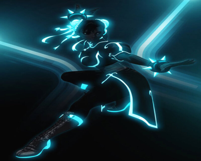 Female Martial Artist — Blue, Dramatic, Night