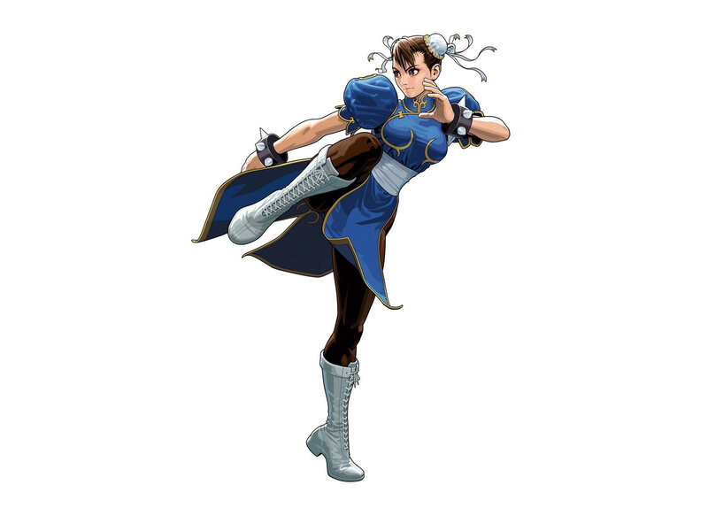 Female Martial Artist — Blue, Dynamic, Anime
