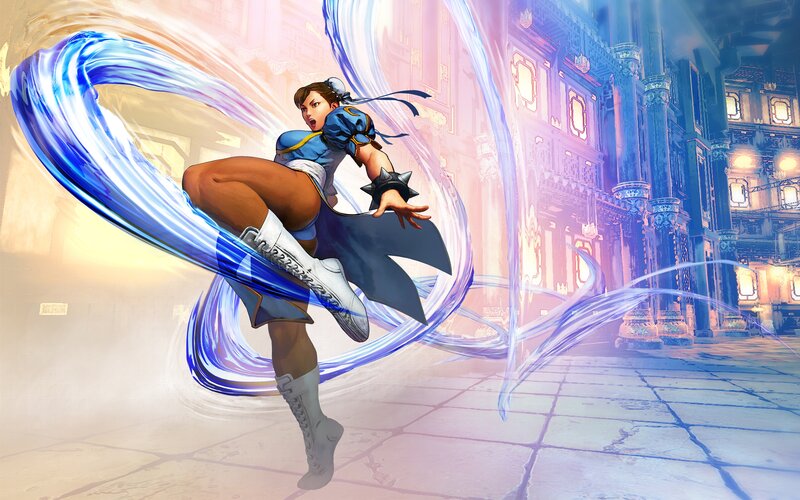 Female Martial Artist — Blue, Dynamic, Digital Art, Energy Swirl