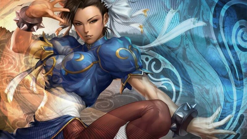 Female Martial Artist — Blue, Dynamic, Digital Art, Spiked Bracelets, Blue Top