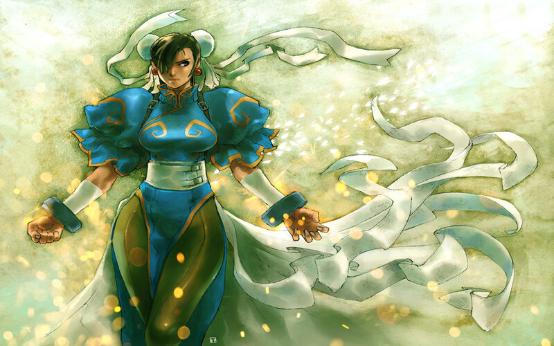 Female Martial Artist — Blue, Dynamic, Digital Art