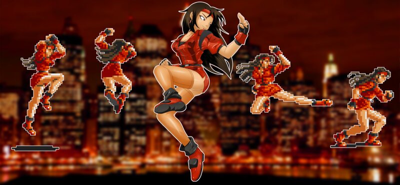 Female Martial Artist Character — Red