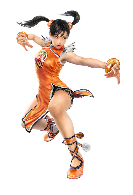 female martial artist in orange dress