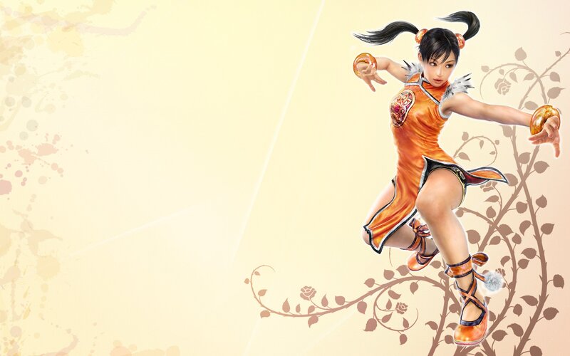 female martial artist in orange dress