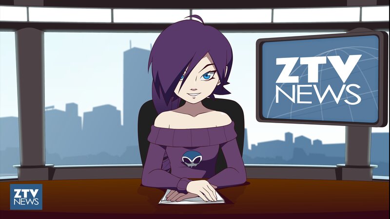 Female News Anchor — Purple