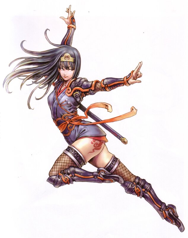 female ninja in action pose