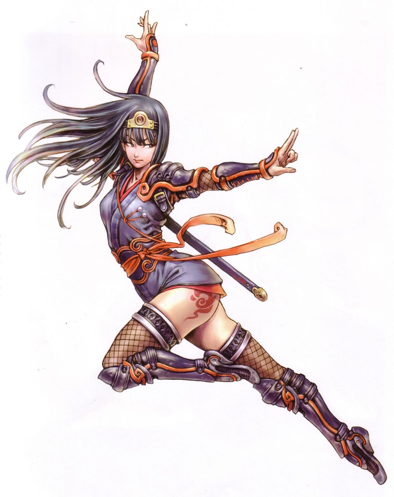 female ninja in action pose