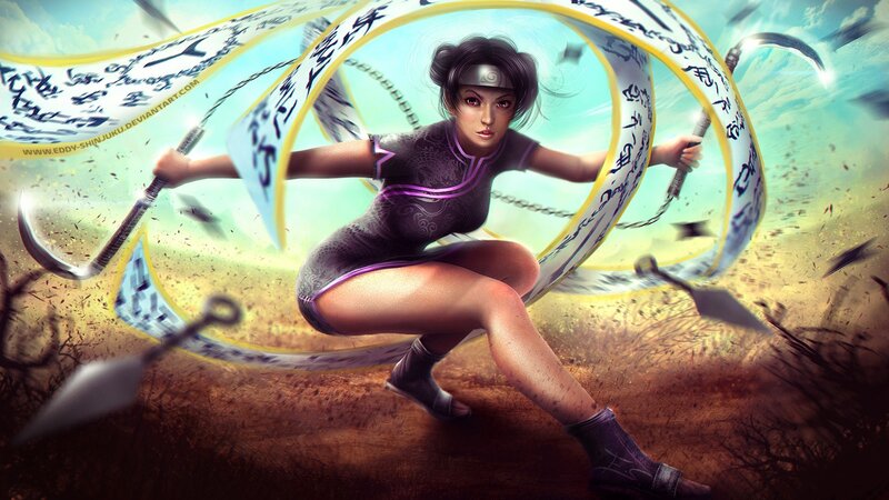 Female Ninja in Combat — Purple